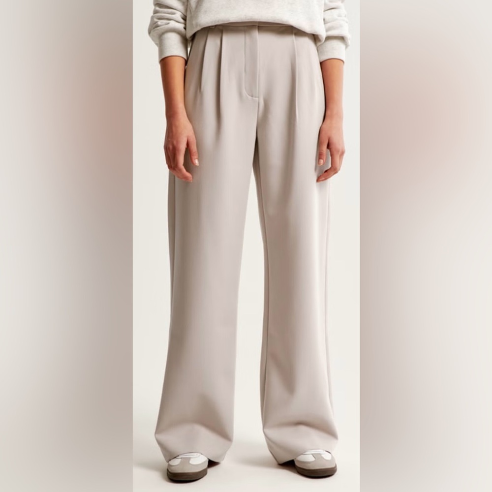 Abercrombie & Fitch Sloane Wide Leg Pants/Trousers in Light Taupe Size 28/6R - Picture 4 of 9